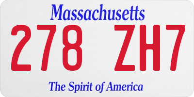 MA license plate 278ZH7