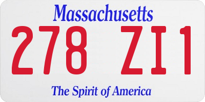 MA license plate 278ZI1