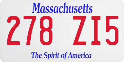 MA license plate 278ZI5