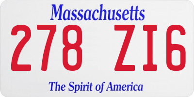 MA license plate 278ZI6