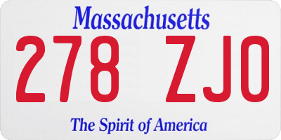 MA license plate 278ZJ0