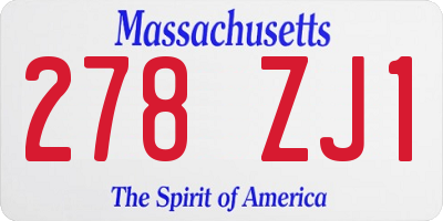 MA license plate 278ZJ1