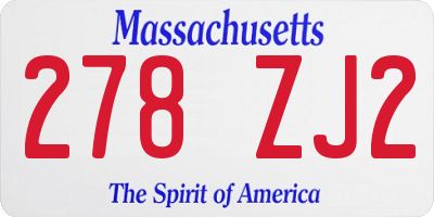 MA license plate 278ZJ2