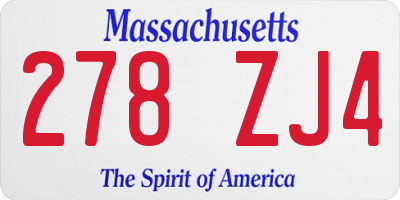 MA license plate 278ZJ4
