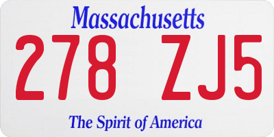 MA license plate 278ZJ5