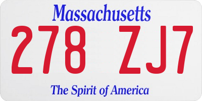 MA license plate 278ZJ7