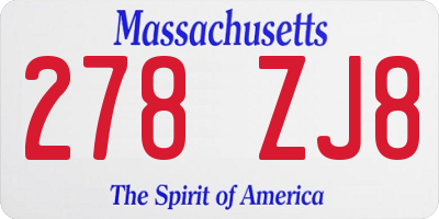 MA license plate 278ZJ8