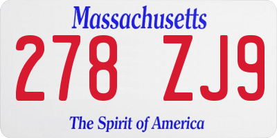 MA license plate 278ZJ9