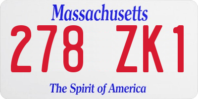 MA license plate 278ZK1