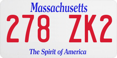 MA license plate 278ZK2