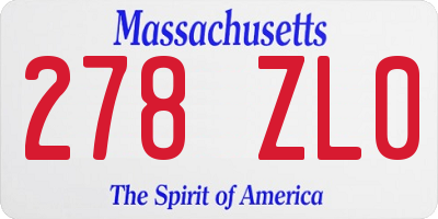 MA license plate 278ZL0
