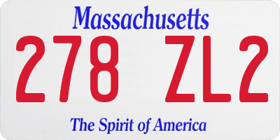 MA license plate 278ZL2