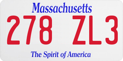 MA license plate 278ZL3