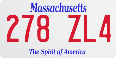 MA license plate 278ZL4