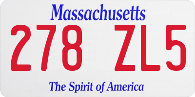 MA license plate 278ZL5
