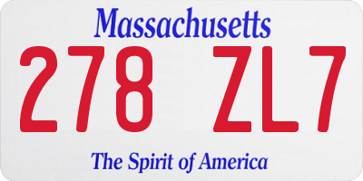 MA license plate 278ZL7