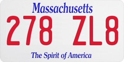 MA license plate 278ZL8