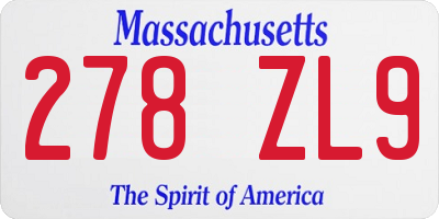 MA license plate 278ZL9