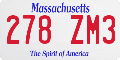 MA license plate 278ZM3