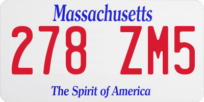 MA license plate 278ZM5