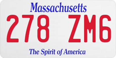 MA license plate 278ZM6