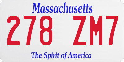 MA license plate 278ZM7