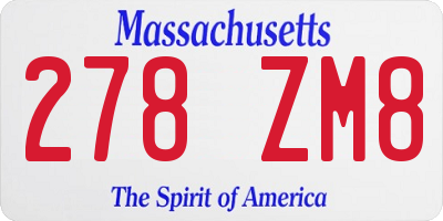 MA license plate 278ZM8