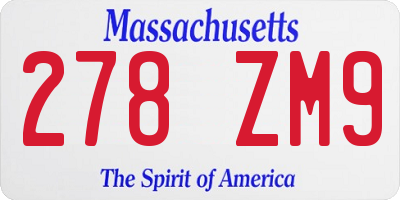 MA license plate 278ZM9