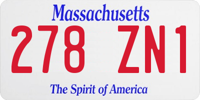 MA license plate 278ZN1