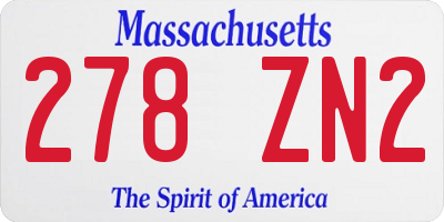 MA license plate 278ZN2