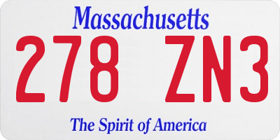 MA license plate 278ZN3