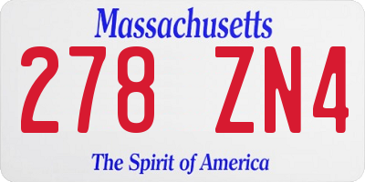 MA license plate 278ZN4
