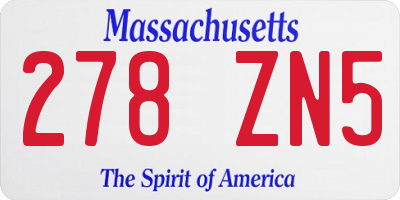 MA license plate 278ZN5