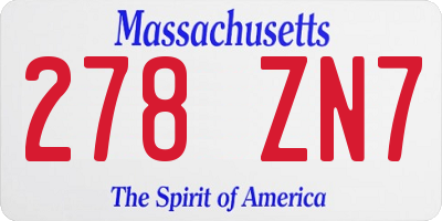 MA license plate 278ZN7