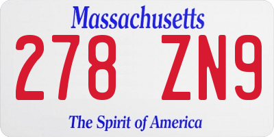 MA license plate 278ZN9