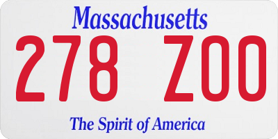 MA license plate 278ZO0