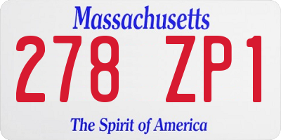 MA license plate 278ZP1