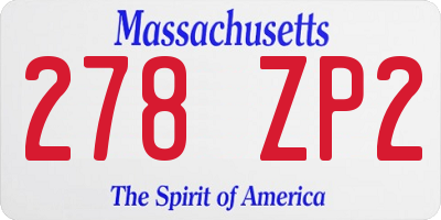 MA license plate 278ZP2