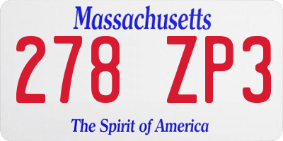 MA license plate 278ZP3