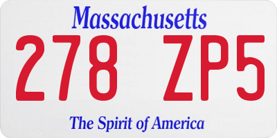 MA license plate 278ZP5