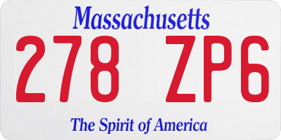MA license plate 278ZP6