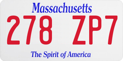 MA license plate 278ZP7