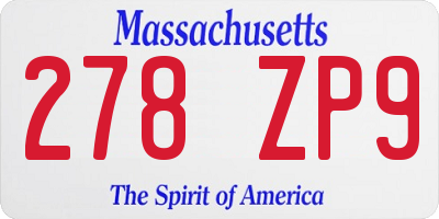 MA license plate 278ZP9