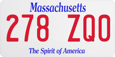 MA license plate 278ZQ0