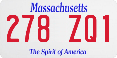 MA license plate 278ZQ1