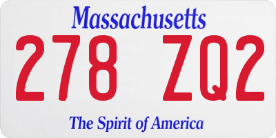 MA license plate 278ZQ2