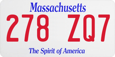 MA license plate 278ZQ7