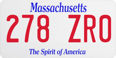 MA license plate 278ZR0