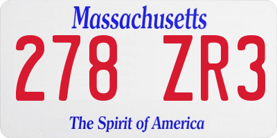 MA license plate 278ZR3