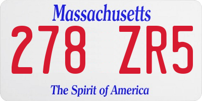 MA license plate 278ZR5